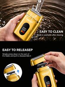 HIENA Men's Home Hair Clipper & Shaver Electric Set, Suitable For Styling, Hair Cutting, Facial Shaving, USB Fast Charging, LED Display, 5 Color Options, Comes With 4 Limit Combs, Easy For Beginners To Use, Home Gift, Holiday Gift, Friend Gift (Buy 2pcs Hair Clipper Set Get Free Manual Razor) - Gold - View 5