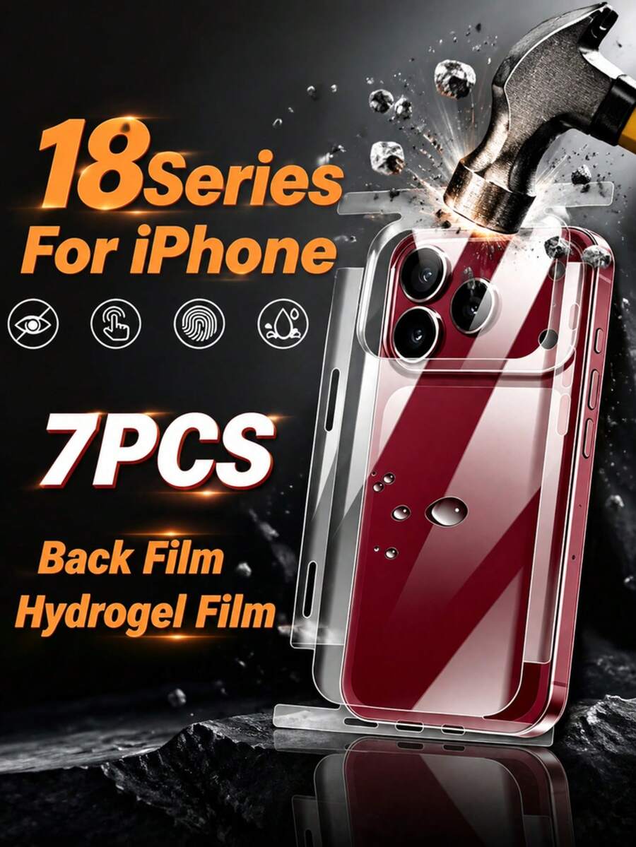 7pcs Full Coverage Back Hydrogel Film, Compatible With IPhone 18 Pro/18 ...