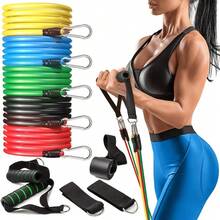 11pcs Resistance Band Set, Home Workout Stretching Bands, Multi-Function Exercise Bands, Suitable For Strength Training, Yoga, Range Of Motion, Muscle Stretching And Full Body Fitness - Multicolor - View 9
