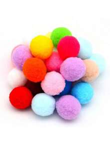 Mixed Pom Poms 30mm Colorful Fluffy Soft Pom Poms 3cm Plush Balls, Suitable For DIY Crafts, Clothing Decoration, Sewing Accessories 21pcs (20g) - Multicolor - View 2