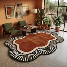 1pc Warm Brown Striped Asymmetrical Area Rug, Living Room Carpet, Rug, Area Rug, Large Rug, Floor Mat, Living Room Large Rug, Door Mat, Bathroom Mat - Multicolor - View 6