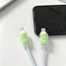 2pcs Colorful Small Turtle Transparent Bow Design Cable Protector, Durable, Universal Type-C Cable Protector To Prevent Damage - Multicolor - View 6