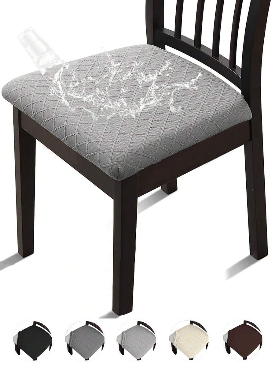 1/4/6pcs Water-Repellent Jacquard Seat Covers Removable Washable Padded Chair Seat Protectors For Kitchen, Office