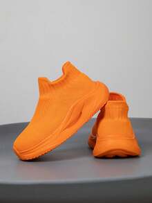 1 Pair Kids Socks Shoes, Breathable Elastic Soft Quick-Dry Lightweight Casual Street Style Running And Walking Shoes - Orange - View 8