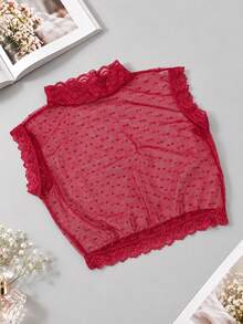 1PC Fashion Women Sexy Lace Trim Breathable Sleeveless Tank Top Fake Collar Inner Layer Base Shirt Suitable For Banquet Party Date Matching - Multicolor - View 4