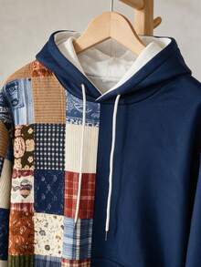 Sweatshirt Hoodie Pria Tebal Bergaya Vintage dengan Belahan Setengah - MultiWarna - View 7