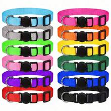 12pcs Universal Nylon Pet Collars For Cats And Dogs, Adjustable Size With Quick Release Safety Buckle And Metal D-Ring, Durable Soft Solid Color Pet Neck Collars, 12 Vibrant Colors, Daily Outdoor Walking Accessories Set For Puppies And Kittens - Multicolor - View 1