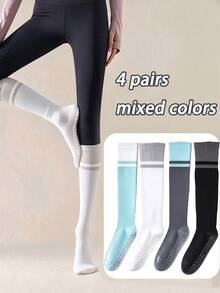 1/2/4 Pairs Women's Compression Socks, Suitable For Sports, Fitness, Running, Jump Rope And Yoga; Unisex Long Socks - Multicolor - View 10