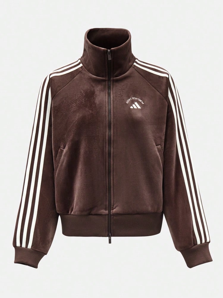 Adidas Women's MS WARM JKT Knit Collarless Jacket LD2939 - Chocolate Brown - View 1