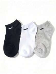 15 Pairs Unisex Sports Socks, White/Black/Gray Ankle Socks, Minimalist Solid Color Invisible Socks, Suitable For Daily Casual Wear, Christmas Gift - Multicolor - View 6