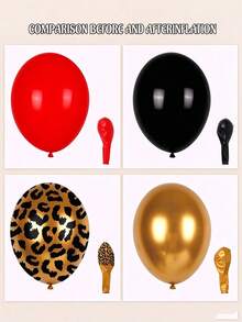 36pcs Leopard Print Balloons, Red & Black Metallic Latex Balloons, Jungle Wild Animal Theme Birthday Party Favors, 12 Inch - View 10