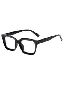 1pc Square Pattern Women's Plastic PC Glasses, Suitable For Daily Life, Office, Watching TV, Playing Games And More Occasions - Clear - View 6
