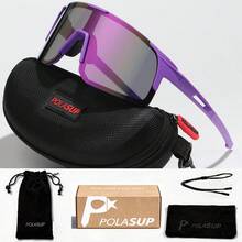 1 Set POLASUP Colorblock Sports Cycling Glasses, One-Piece Lens, Half-Frame Hollow Tech Design, Lightweight Anti-Slip Temples, Suitable For Cycling, Running, Outdoor Activities, Personalized Unisex Fashion Eyewear - Multicolor - View 6