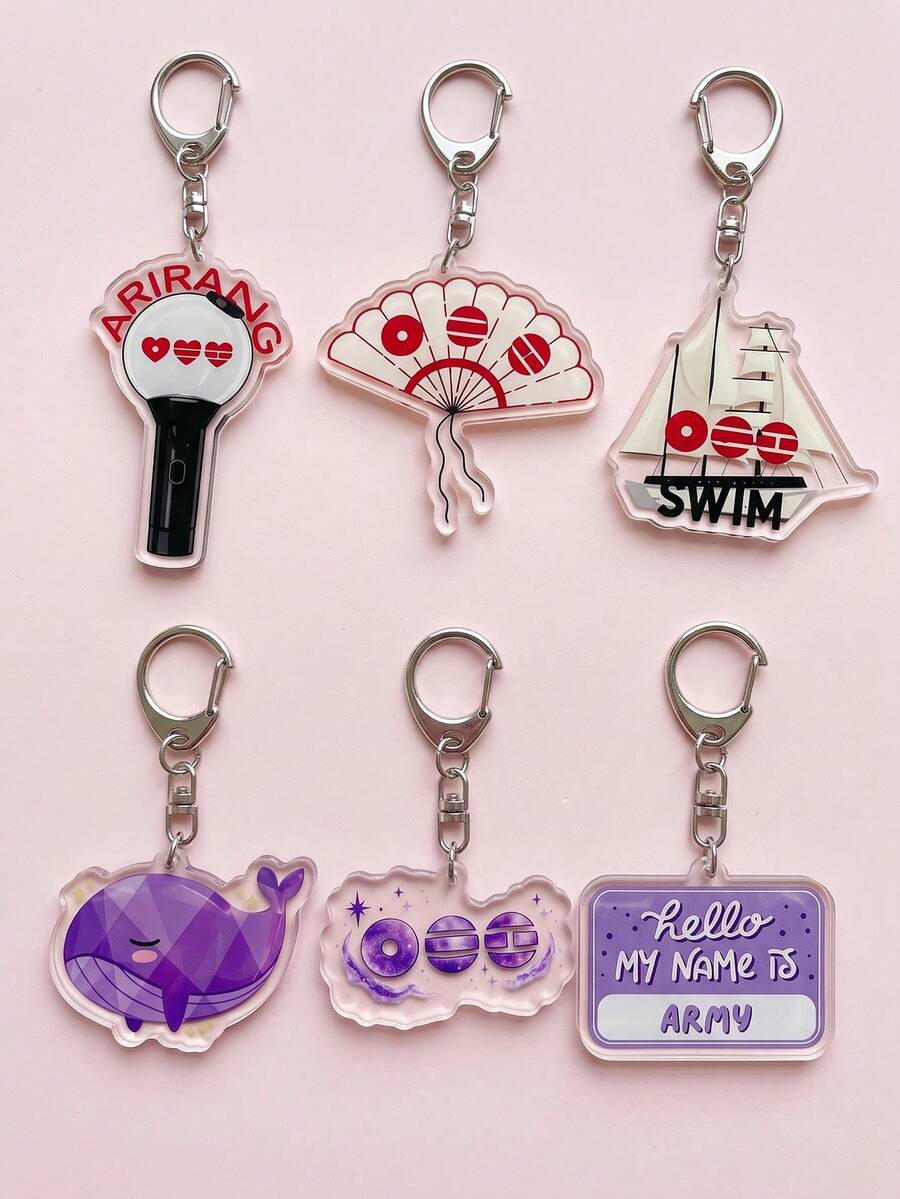 6pcs K-Pop Army Fan Culture Aesthetic Acrylic Keychains, ARMY Fan ...