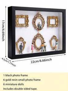 1 Set 6-Inch DIY Mini Museum Shadow Box, 3D Shadow Box Set With Gold Mini Photo Frame And Figurines, Personalized Memory Display, Unique Holiday, Anniversary, Graduation And Special Occasion Commemorative Decoration - Multicolor - View 13