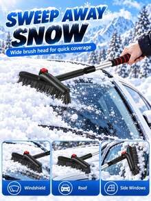 2-In-1 Extendable Car Snow Brush/Ice Scraper, Extendable Winter Windshield Snow Removal Tool With Rotating Brush Head, Suitable For SUV And Truck Vehicle Accessories - Multi-color - View 9