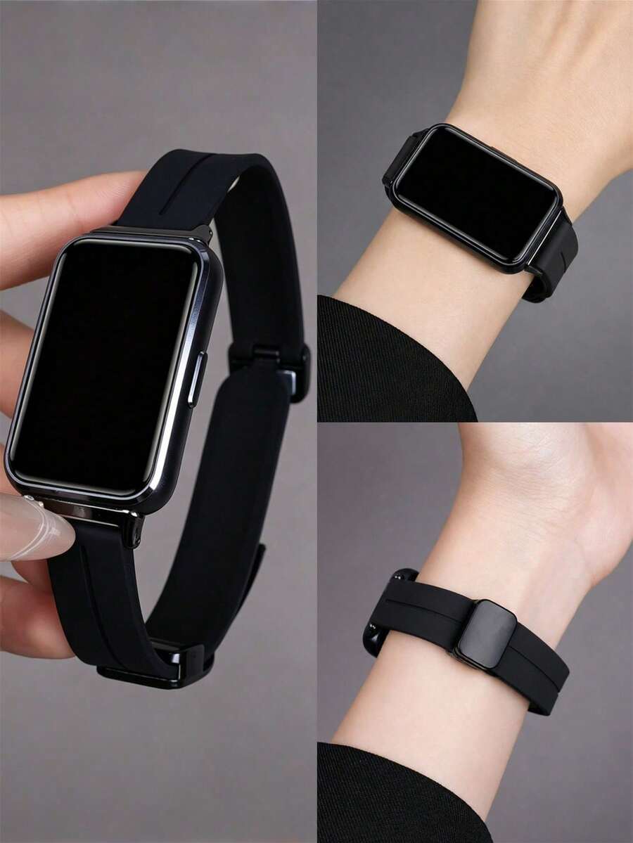 中性液態矽膠磁吸錶帶,相容於 Band 8/9/10/11/11Pro/NFC - 黑色 - 查看 1