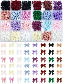 24pcs Resin Bow Nail Art Decoration Set Mixed Long & Short Ribbon Bows DIY Holiday Nail Supplies Accessories - Multicolor - View 2