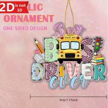 1pc 2D Acrylic Best School Bus Driver Ever Christmas Ornament, Hanging Pendant Gift - A - View 6