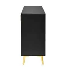 Sideboard i Trä med 4 Dörrar och 4 Lådor med Förvaring Justerbar Svart 140 * 38 * 82 cm for Matsal och Vardagsrum - Svart - Visa 10