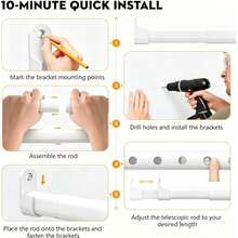 1pc Adjustable Closet Rod, Multi-Function Telescopic Rod, Suitable For Wardrobe, Curtain, Bathroom, Laundry Room - A - View 7