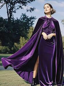 Witch Cloak, Velvet Cloak (With Hat), Suitable For Vampire Role-Playing Accessories, Unisex, Suitable For Masquerade Parties And Halloween Events - Multicolor - View 16