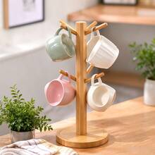 Giá treo cốc gỗ đặc phong cách Bắc Âu, kệ lưu trữ thoát nước để bàn, giá treo cốc cà phê/cốc trà/ly sứ - Xem 5