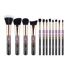 ANMOR 12pcs Makeup Brushes Set, Soft Fiber Bristles, Plastic Handle, For Face Eye Lip - Black - View 5