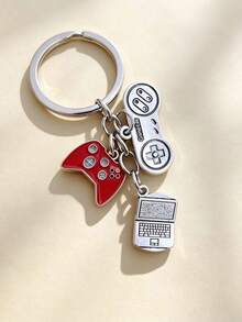 1pcGame Controller Keychain, Mini Gamepad & Laptop Charm Key Ring, Video Game Themed Keychain, Gamer Gift For Men Boys Backpack Pendant - Multicolor - View 5