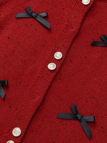 Girls Winter 2Pcs Outfit Tween Girl Wool Blend Knit Sweater And Skirt Sweet Casual Clothing Set - Red Hue - View 6
