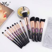 ANMOR 12pcs Makeup Brushes Set, Soft Fiber Bristles, Plastic Handle, For Face Eye Lip - Black - View 4