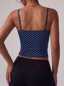Muse Moon Women's Sexy Fitted Casual Solid Color Knit Tank Top, Suitable For Autumn Back To School, Sports, Daily Wear, Office Commute Vacation Summer - Navy Blue Background With White Waves - View 3