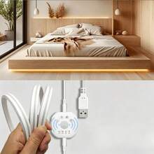 Acosh Neon Motion Sensor LED Light Strip With Auto On/Off, Neon Flex Strip, USB Powered LED Strip, Bendable & Dimmable, Warm/White For Bedroom, Closet, Bedroom Night Light, Durable Light Strip, Highquality Led, Interior Designers, Dorm Room Essentials - White - View 3