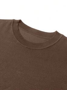 Men's Crew Neck Long Sleeve Casual Versatile Slim Fit Lightweight Knitted Sweater - Brown - View 7