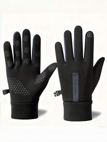 1 Pair Unisex Touchscreen Sensitive Anti-Slip Warm Sports Gloves - Windproof Thermal Lined Design, Suitable For Cycling, Running, Driving, Hiking, Camping And Daily Wear In Cold Weather Outdoor Activities - Multicolor - View 2