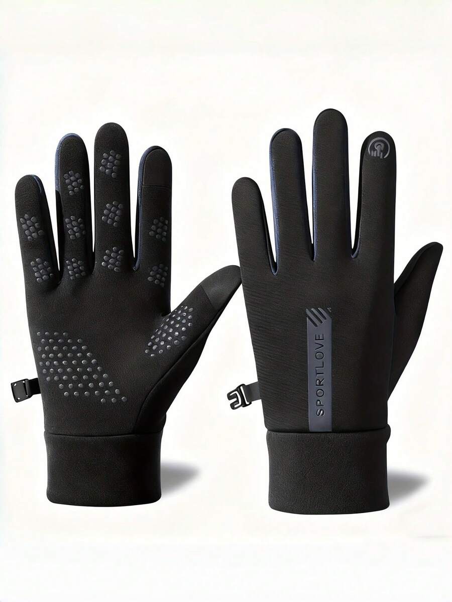 1 Pair Unisex Touchscreen Sensitive Anti-Slip Warm Sports Gloves - Windproof Thermal Lined Design, Suitable For Cycling, Running, Driving, Hiking, Camping And Daily Wear In Cold Weather Outdoor Activities