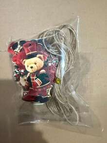 10/20pcs Cartoon Bear Hat Shaped Christmas Tree Hanging Ornaments, Multiple Christmas Element Patterns, Suitable For Christmas Tree, Home, Party And Holiday Gifts, Holiday Atmosphere Decoration, Christmas Tree Decoration - Christmas Wooden Bear Ornament - View 2