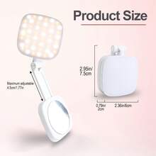Your Exclusive Photography Assistant: Features A 2-In-1 Design Combining A Selfie Mirror And Fill Light; USB Rechargeable With Adjustable LED Lighting; Functions As A Phone Stand, Vanity Mirror, And Beauty Fill Light. - View 3