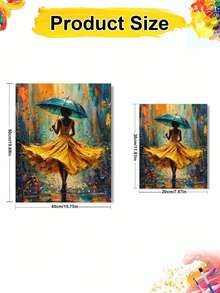The Woman In The Rain Paint By Numbers Kit For Adults Frameless Acrylic Canvas Art, DIY Home Decor, Great Gift Idea For Birthdays, Holidays Gifts. - Sets - View 4