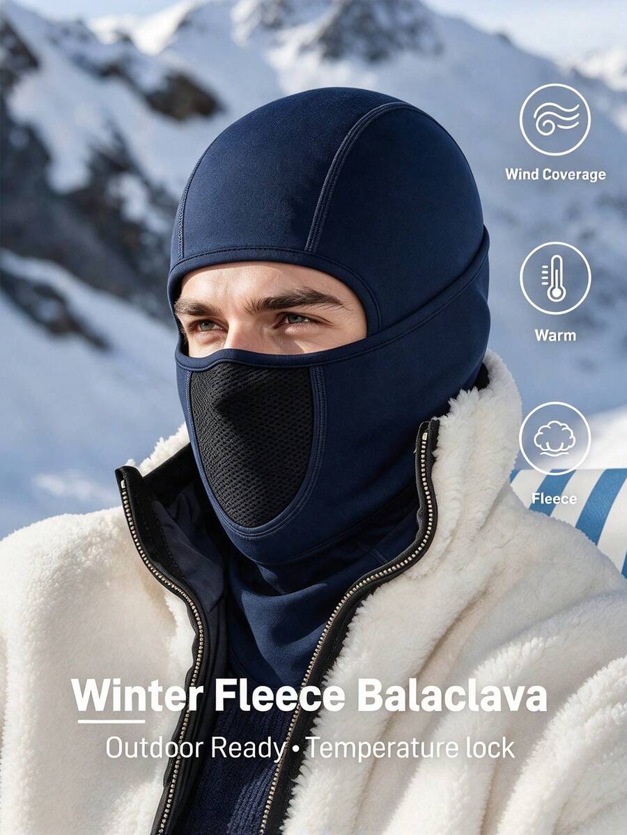 1pc Or 2pcs Unisex Fleece Balaclava Headwear, Mesh Breathable Mouth & Nose Design, Suitable For Daily Outdoor Skiing & Ice Skating - Multicolor - View 1