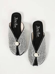 Ximi Ruo Women's Peep-Toe Cool Slide Sandals Spring New Fashion Outdoor Wear Flat Rhinestone Closed Toe Slippers Slouchy Mule Shoes Internet Celebrity Closed Toe Slippers Women's Shoes Outdoor Wear Spring Summer New Fashion Pointed Toe Chunky Heel Mule Shoes Rhinestone - Black - View 7