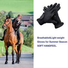 Summer Equestrian Gloves, High-End Premium Breathable Equestrian Gloves, Riding Mesh Breathable Gloves, Equestrian Supplies - Black - View 1
