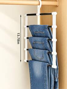 Multi-Layer Pants Rack Saves 80% Space, Multi-Functional Anti-Slip Ladder Design, Suitable For Scarves, Jeans And Long Pants, Dormitory Essential, Closet Storage Easy Assembly, Minimalist Practical Style, Keep Your Favorite Clothes Within Reach And Organized - Multicolor - View 7