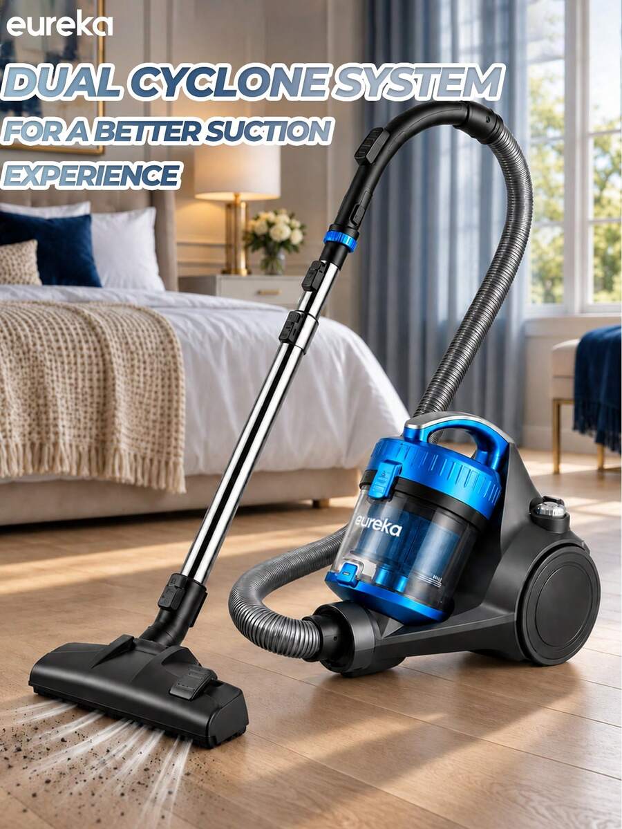 Eureka WhirlWind NEN110A Lightweight Canister Vacuum Cleaner | Bagless, Adjustable Suction Control, Washable Filters | Compact, Multi-Surface Cleaning | Easy Cord Rewind | Ideal For Home, Office, And Carpet Cleaning
