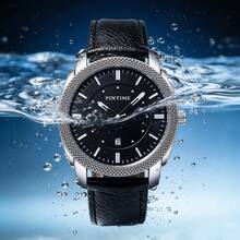 Fashionable Personalized Large Dial Mixed Scale Men's Watch PU Leather Strap Quartz Movement - one-size - View 9