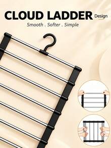 Multi-Layer Pants Rack Saves 80% Space, Multi-Functional Anti-Slip Ladder Design, Suitable For Scarves, Jeans And Long Pants, Dormitory Essential, Closet Storage Easy Assembly, Minimalist Practical Style, Keep Your Favorite Clothes Within Reach And Organized - Multicolor - View 8