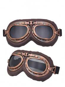 4pcs/1set Vintage Aviator Motorcycle Goggles RetroWindproof Riding Goggles For Men Women Adjustable Strap PilotStyle Goggles For Motorcycle Helmet Cosplay SkiingOutdoor Sports Angled Electric Vehicle Goggles Helmet - Multicolor - View 10
