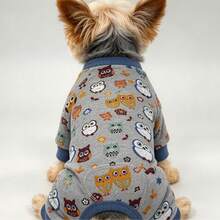 Owl Print Soft Knitted Dog Pajamas, Warm Pet With Tail Opening, Cute Pet Loungewear For Small And Medium Dogs - Multicolor - View 3