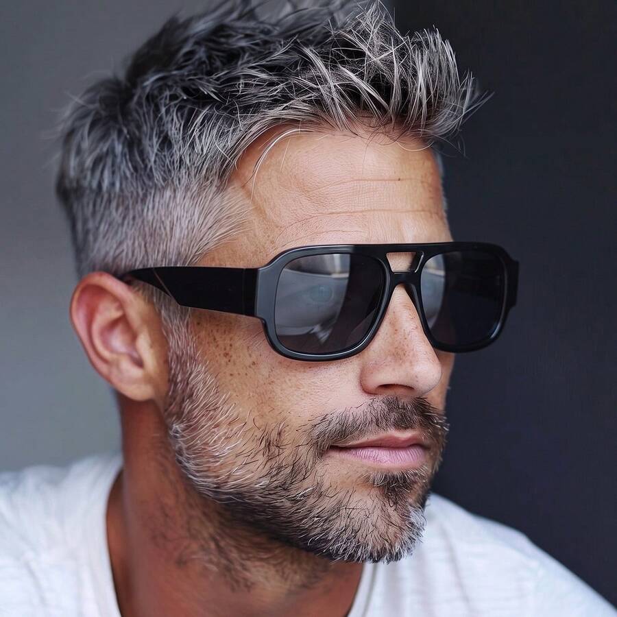 1 Pair Men's Double Bridge Square Frame European & American Outdoor Travel Street Style Cool Wide Rim Glasses - Black - View 1
