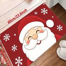 1pc New Christmas Best Seller - Daily Decoration - Holiday Decoration - Christmas - Red Background Santa Claus & Snowflake Doormat, Suitable For Living Room, Bedroom, Indoor - Machine Washable - Flannel Material, Soft Texture, Skin-Friendly, No Pilling, Easy Care, Odorless - Perfect For Home Decor, Room Decor, Living Room Rug, Bedroom Rug, Bathroom Rug, Kitchen Rug, Area Rug, Hotel Decor - Area Rug, All Season Use - Multicolor - View 12